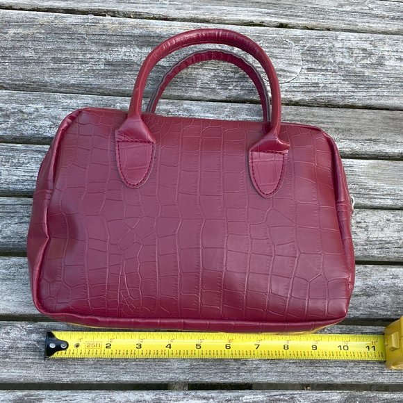 🆕Faux Leather Handbag Purse Bag - Burgundy - Picture 3 of 11
